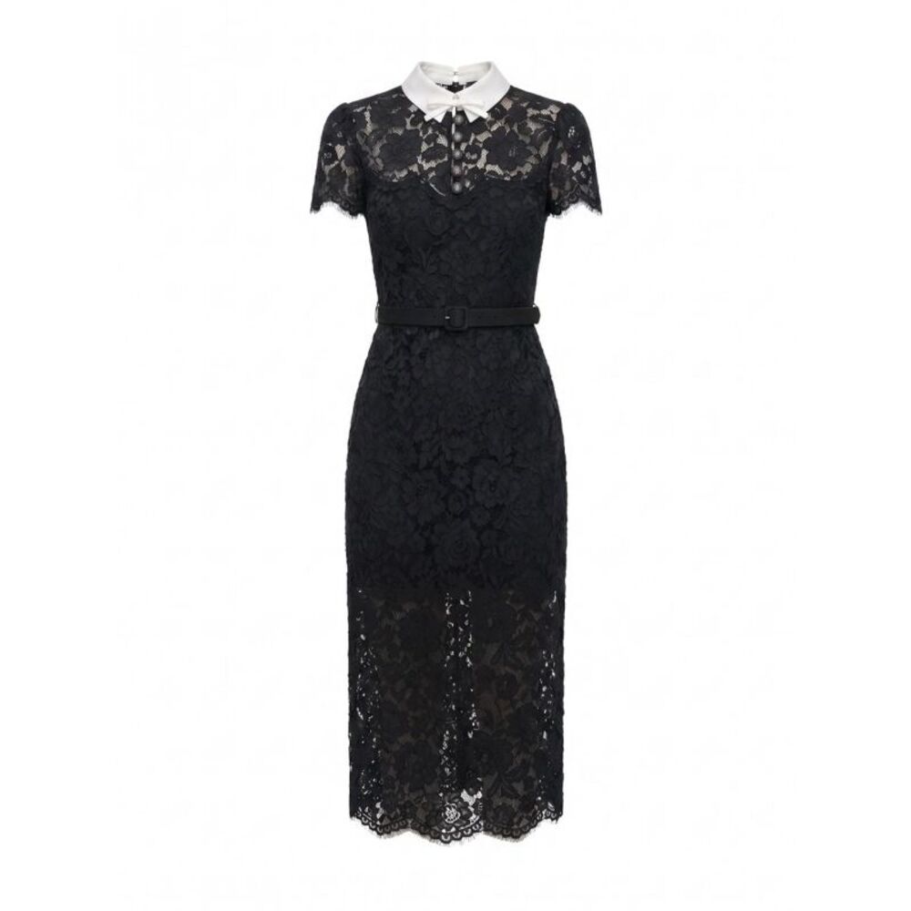 Self-Portrait Women Lace Contrast Collar Midi Dress